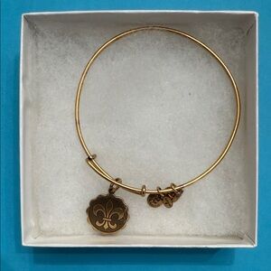 Alex and Ani Fleur de Lis Bangle Bracelet in Rafaelian Gold